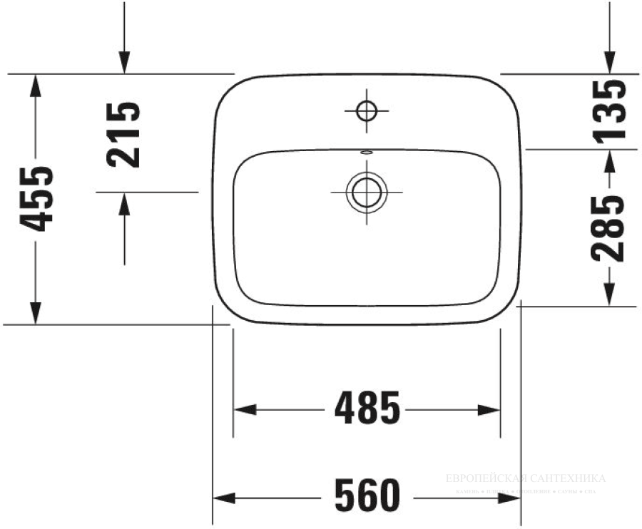 Раковина Duravit DuraStyle встраиваемая сверху, 560х455 мм, с переливом, с 1 отверстием под смеситель, цвет белый - изображение 3