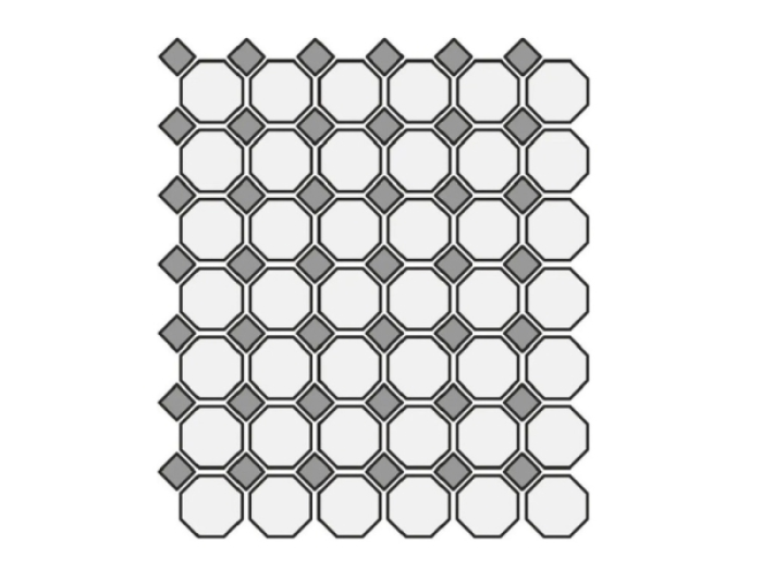 На изображении товар Etruria Керамогранит Xxs Ottagono 5X5 Su Rete A Due Colori Ottagono Salvia / Tozzetto Bianco от официального представителя в Москве