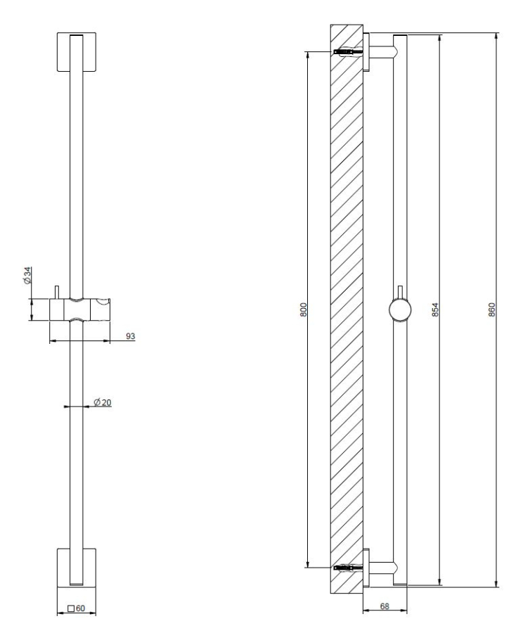 Штанга для душа Gessi Rilievo, диаметр 20 мм, цвет Finox Brushed Nickel - изображение 1