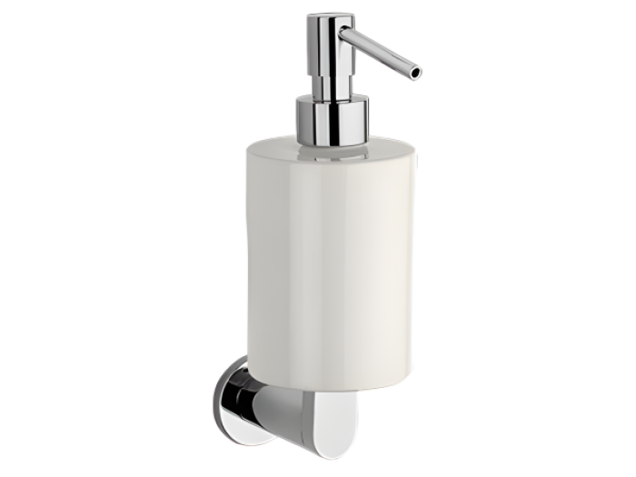 На изображении товар Дозатор для жидкого мыла Bagno&Associati Carmen подвесной, цвет белый/хром от официального представителя в Москве