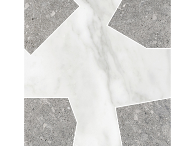 На изображении товар Terratinta Ceramics Мозаика, керамогранит Vicentina Mix matt / honed Cenere + Marmo Apuano Mos. 29x29 Cross Light / 9.0 от официального представителя в Москве