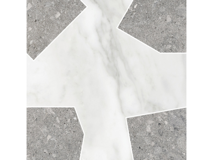 На изображении товар Terratinta Ceramics Мозаика, керамогранит Vicentina Mix matt / honed Cenere + Marmo Apuano Mos. 29x29 Cross Light / 9.0 от официального представителя в Москве