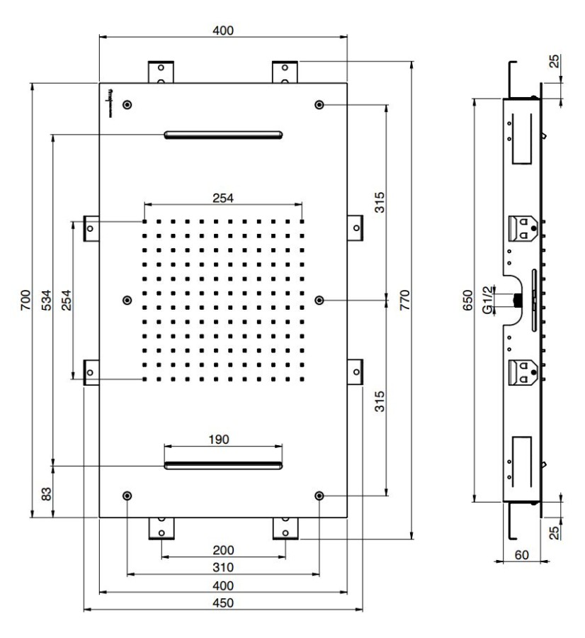 Верхний душ Carlo Frattini Harmonia, потолочный, с защитой от известкового налёта, с ливневой струёй и 2 каскадами, 700x400 мм, цвет брашированный чёрный хром - изображение 3