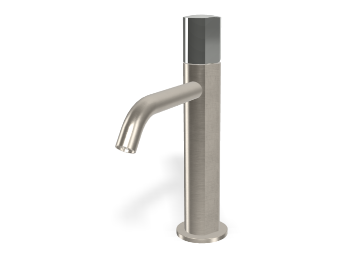 На изображении товар Смеситель для раковины Carlo Frattini SO, h239 мм, с донным клапаном Click-Clack 1``1/4, без ручки, цвет брашированный никель от официального представителя в Москве