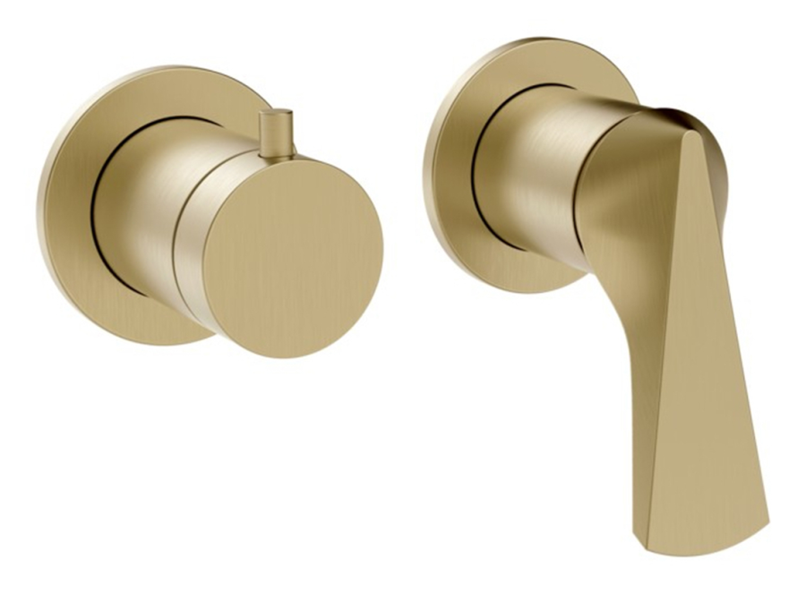 Cмеситель для душа Gessi Ventaglio, настенный, на 2 выхода, встраиваемый, внешние части, цвет Brushed Brass PVD