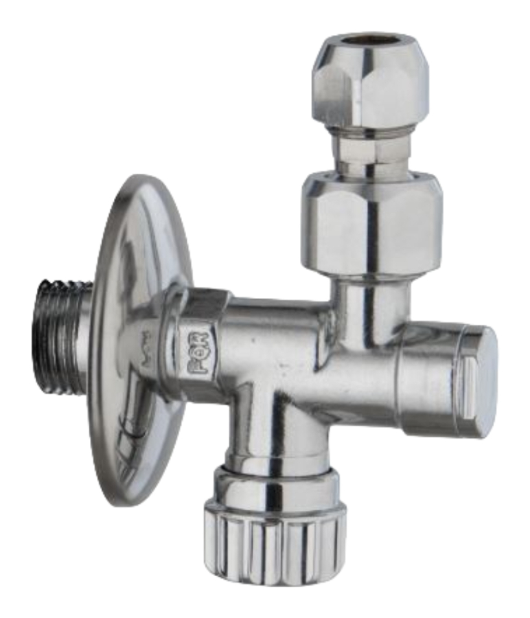 Вентиль с фильтром Carlo Frattini Sottolavabo, угловой, для смесителя, c вращающимся соединением, с регулировкой и выводом под слив 3/8" Ø10 мм, цвет хром