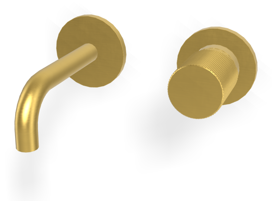 Смеситель для раковины Carlo Frattini Spillo Tech, ручка G Collection, настенный, с донным клапаном Click-Clack, излив 120 мм, внешняя часть, цвет брашированное золото