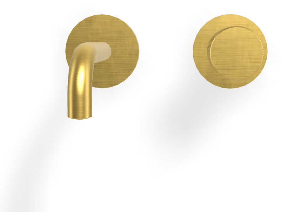 Смеситель для раковины Carlo Frattini Spillo Tech, ручка G Collection, настенный, с донным клапаном Click-Clack, излив 120 мм, внешняя часть, цвет брашированное золото - изображение 1