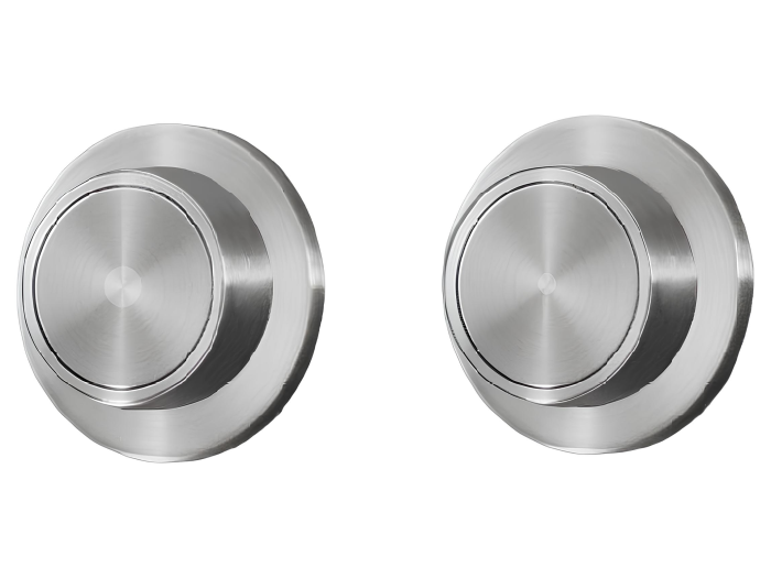 На изображении товар Клавиша двойного смыва CeaDesign Hydroplate для встроенного бачка Geberit (Sigma), цвет сатинированная сталь от официального представителя в Москве