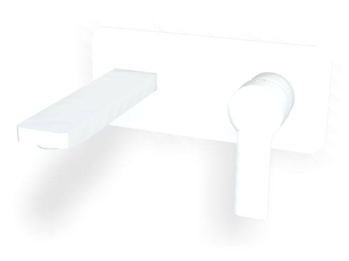 На изображении товар Смеситель для раковины Carlo Frattini Mast, настенный, однорычажный, с донным клапаном Click-Clack, Н-135 мм, внешняя часть, цвет белый матовый от официального представителя в Москве