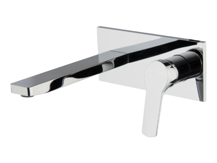 На изображении товар Смеситель для раковины Carlo Frattini Serie 4, настенный, с донным клапаном Click-Clack, излив 200 мм, внешняя часть, цвет хром от официального представителя в Москве