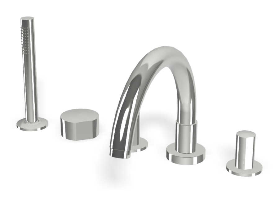 Смеситель для ванны Carlo Frattini SO, на борт, с изливом, вытяжным ручным душем, без ручек, цвет хром