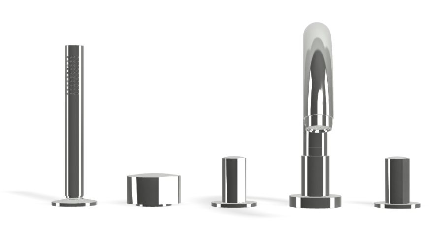 Смеситель для ванны Carlo Frattini SO, на борт, с изливом, вытяжным ручным душем, без ручек, цвет хром - изображение 1