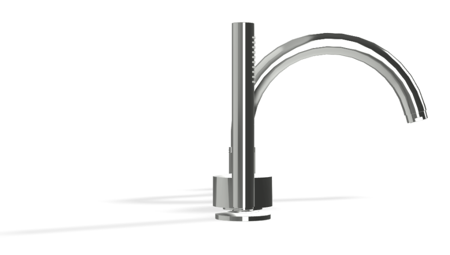 Смеситель для ванны Carlo Frattini SO, на борт, с изливом, вытяжным ручным душем, без ручек, цвет хром - изображение 2