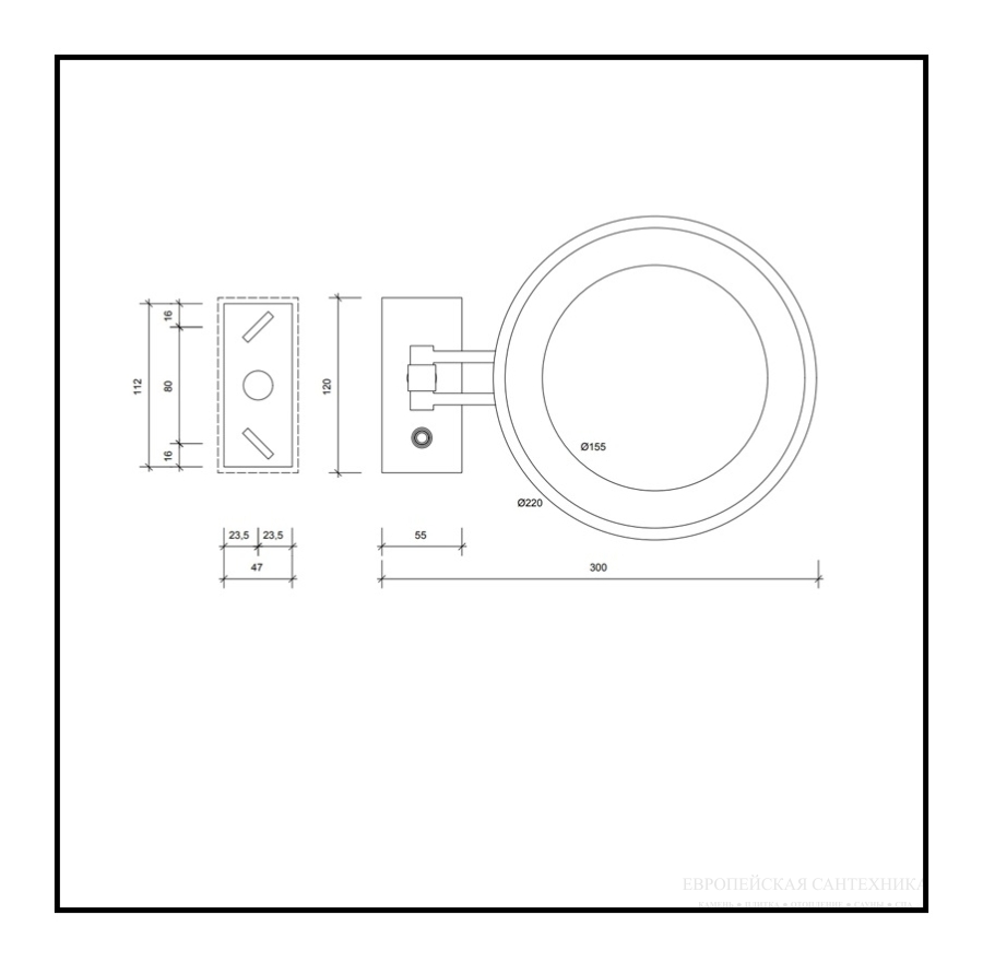 Зеркало Decor Walther BS 36 косметическое, настенное, с подсветкой LED, латунь, цвет золото матовое - изображение 2