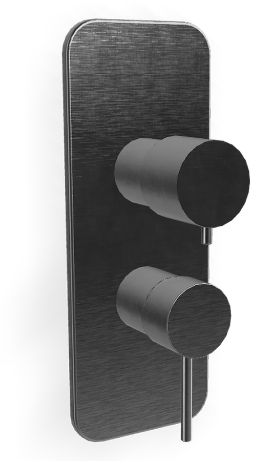 Смеситель встраиваемый Carlo Frattini Spillo Up  с переключателем на 2/3 источника, внешняя часть, цвет чёрный хром брашированный