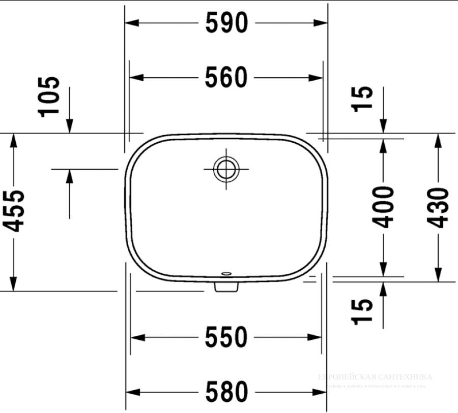 Раковина Duravit D-Code встраиваемая снизу, 560x400 мм, цвет белый - изображение 2