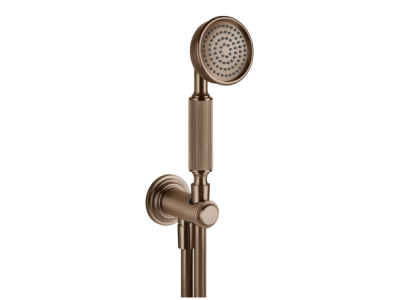 На изображении товар Ручной душ Gessi Venti20, с шланговым подсоединением, держателем, шлангом, цвет Copper Brushed PVD от официального представителя в Москве