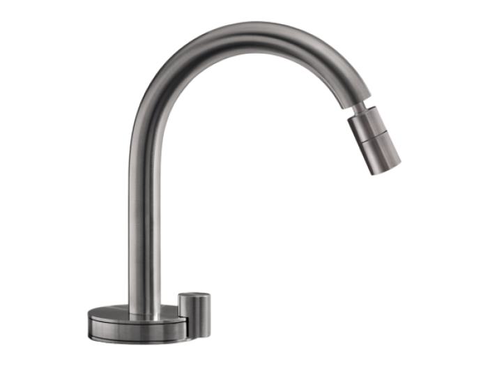 На изображении товар Смеситель для биде CeaDesign Giotto, прогрессивный, регулируемый излив, H.175 мм, сталь, цвет сатинированное светлое золото от официального представителя в Москве