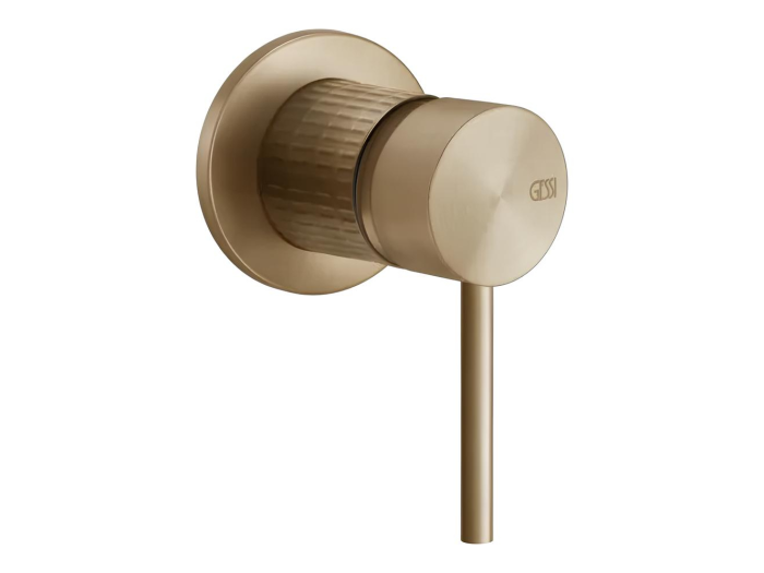 На изображении товар Смеситель Gessi316, однорычажный, на 1 выход, встраиваемый, ⌀65хh114 мм, внешняя часть, цвет Warm Bronze Brushed PVD от официального представителя в Москве