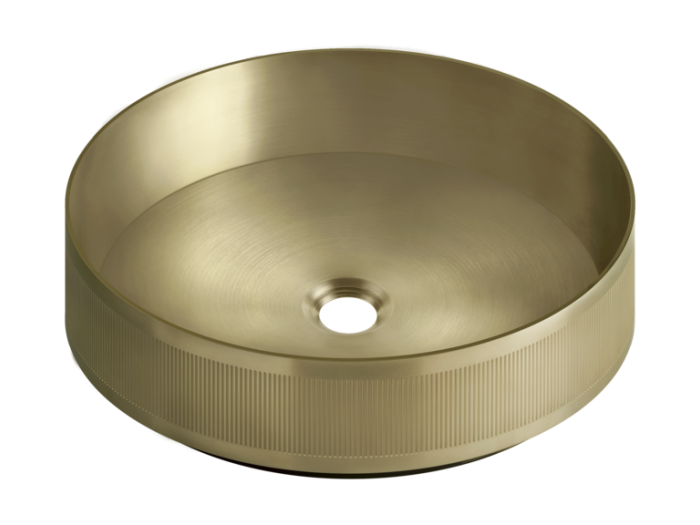 На изображении товар Раковина Gessi Venti20 Ø400 мм, накладная, без перелива, цвет Brushed Brass PVD от официального представителя в Москве