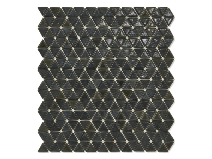 На изображении товар Sicis Смальтовая мозаика Trigono Mosaic Carbone chips size 19x21 mm sheet-size 284x300 mm от официального представителя в Москве