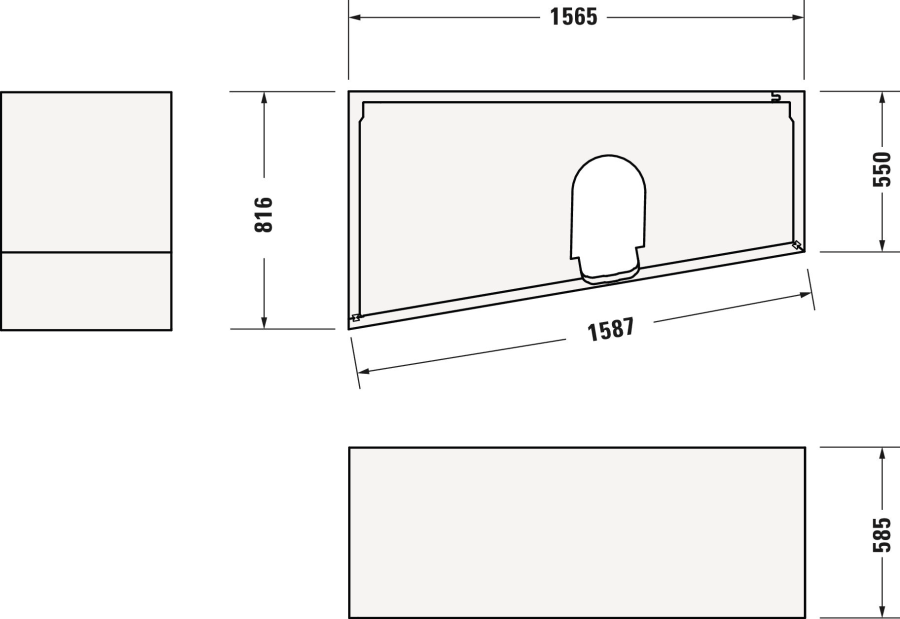 Ванна Duravit Duravit No.1, встраиваемая, 1600x850 мм, трапеция, левый наклон, цвет белый - изображение 10