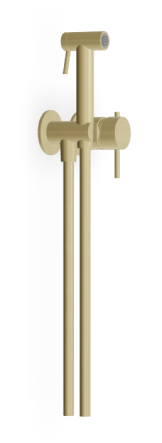 Гигиенический душ Zucchetti Helm, с встроенным однорычажным смесителем, ручной лейкой с запорным клапаном, шлангом, держателем, цвет Brushed British Gold PVD - изображение 1