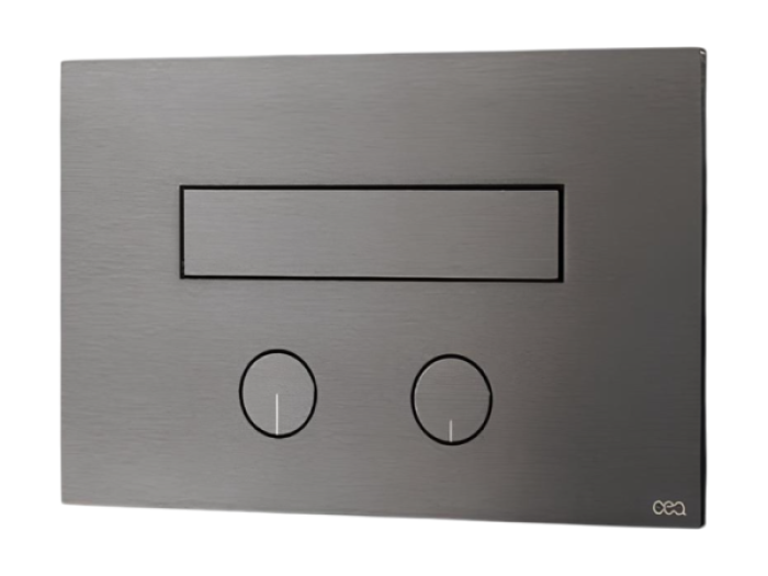 На изображении товар Панель двойного смыва CeaDesign Hydroplate Tece, с гидроёршиком, сверхплоская, сталь, цвет Black Diamond сатинированный от официального представителя в Москве