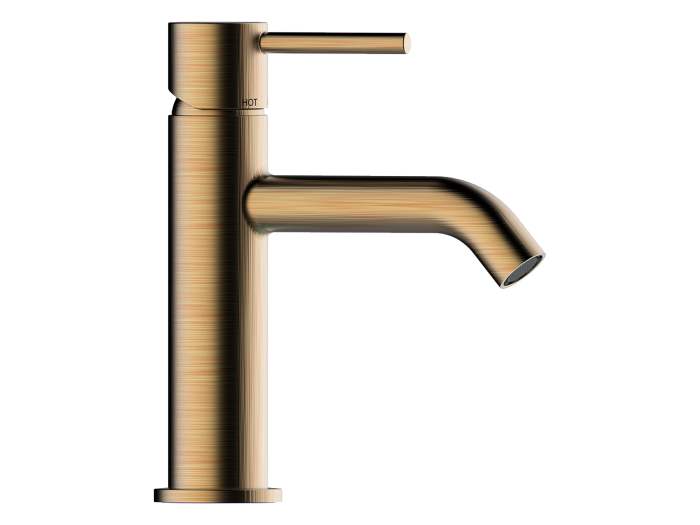 На изображении товар Смеситель для раковины Bossini Teo-M , высокий, донный клапан Click-Clack, цвет Antique Brass от официального представителя в Москве