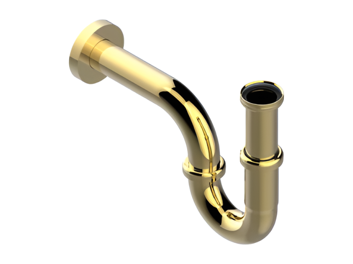 На изображении товар Сифон THG General Items, для раковины, регулируемый, h-max 196 мм, цвет золото Luxbrass от официального представителя в Москве