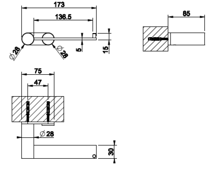 Бумагодержатель Gessi 316 настенный, без крышки, 173хh28х85 мм, цвет matte black - изображение 5