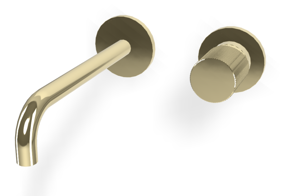 Смеситель для раковины Carlo Frattini Spillo Tech, ручка G Collection, настенный, с донным клапаном Click-Clack, излив 200 мм, внешняя часть, цвет шампань