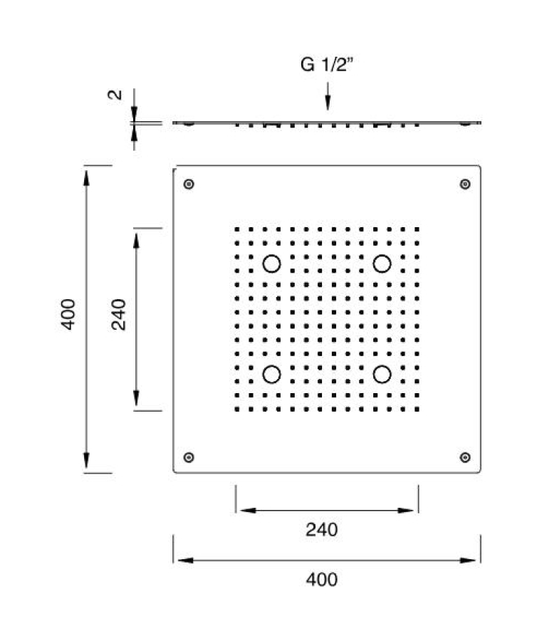 Верхний душ CeaDesign Acqua E Luce, встраиваемый, 400х400 мм, с белой LED подсветкой и блоком управления, цвет медь сатинированная - изображение 2