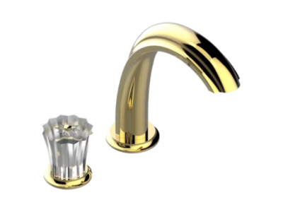 Смеситель THG Mille Nuits-Clear crystal с прогрессивным картриджем для раковины на 2 отверстия с краном, без донного клапана, цвет золото