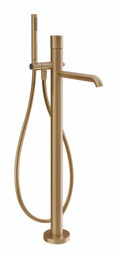 Смеситель для ванны Gessi Habito Intreccio, напольный, с ручным душем и переключателем, внешняя часть, цвет Warm Bronze Br. PVD