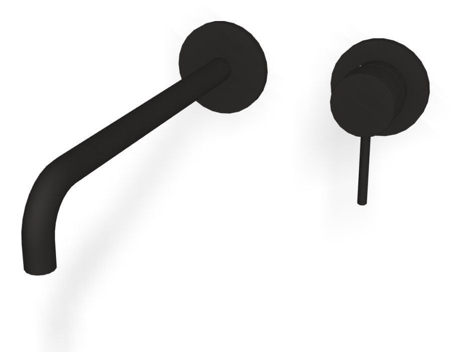 Смеситель для раковины Carlo Frattini Spillo Up, однорычажный, настенный, с донным клапаном Click-Clack, излив 250 мм, внешняя часть, цвет чёрный матовый