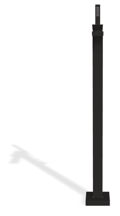 Смеситель для ванны Carlo Frattini Zeta, напольный, с гибким шлангом хромалюкс 1500 мм, переключателем, ручным душем, Н-973 мм, внешняя часть, цвет чёрный матовый - изображение 1