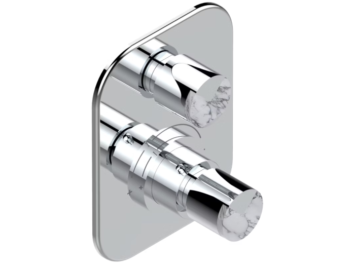 На изображении товар Термостат с запорным вентилем THG Le 9 Howlite, внешняя часть, цвет хром от официального представителя в Москве