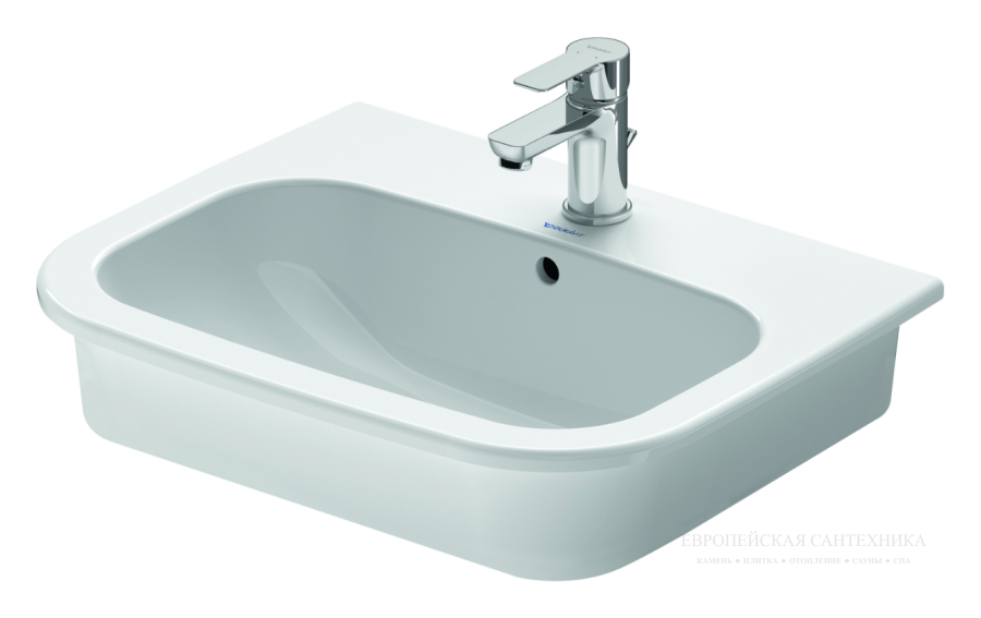 Раковина Duravit D-Code, встраиваемая сверху, 545х435 мм, с 1 отверстием под смеситель, цвет белый - изображение 1