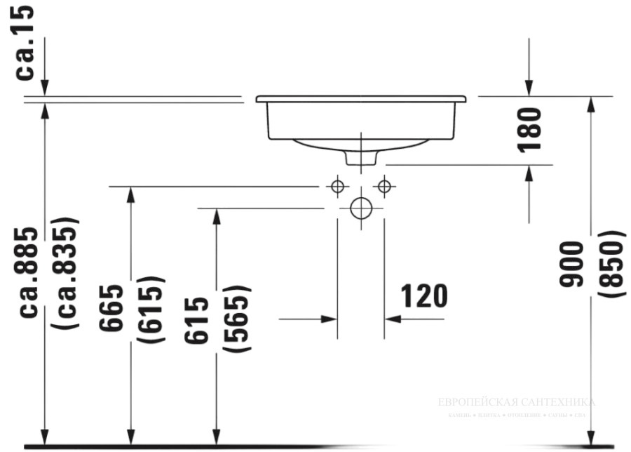 Раковина Duravit D-Code, встраиваемая сверху, 545х435 мм, с 1 отверстием под смеситель, цвет белый - изображение 5