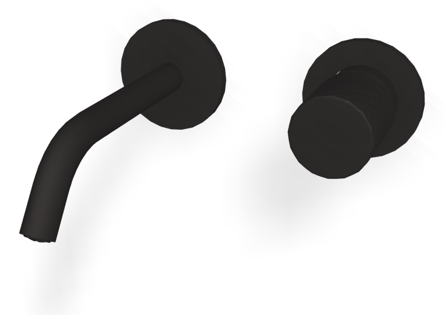 Смеситель для раковины Carlo Frattini Spillo Tech, ручка X Collection, настенный, с донным клапаном Click-Clack, излив 160 мм, внешняя часть, цвет чёрный матовый