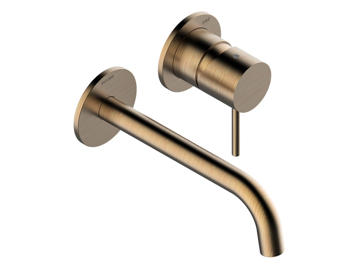 На изображении товар Смеситель для раковины Bossini Teo , однорычажный, встраиваемый, настенный, внешняя часть, излив 185 мм, цвет Antique Brass от официального представителя в Москве