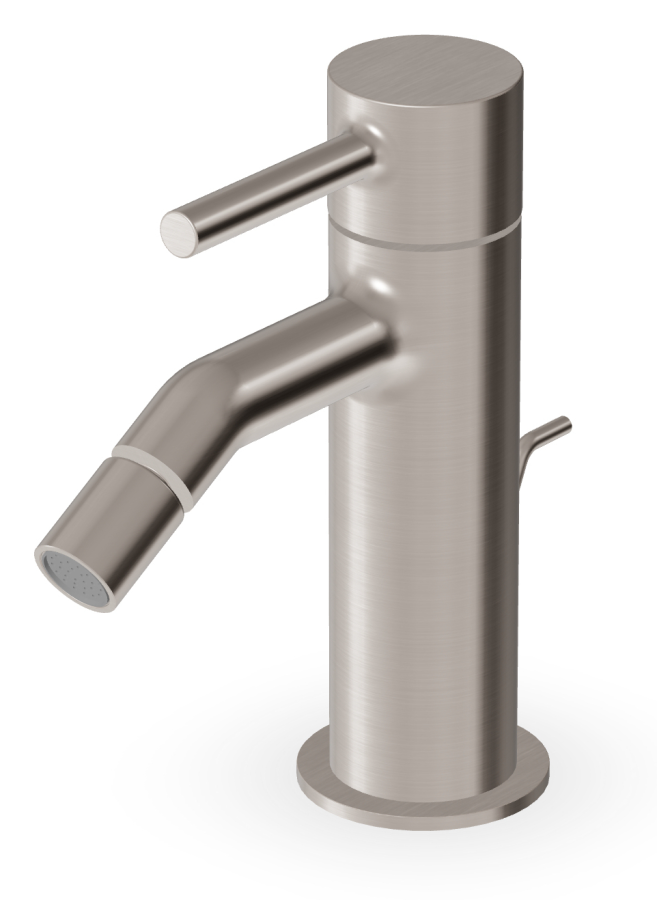 Cмеситель для биде Zucchetti Pan S, однорычажный, с аэратором, донным клапаном 1¼”, цвет брашированный никель