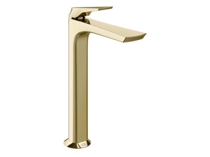 На изображении товар Смеситель для раковины Gessi Ventaglio, высокий, с донным клапаном "Stop&Go", цвет Brass PVD от официального представителя в Москве