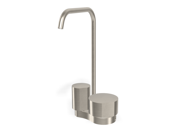 На изображении товар Смеситель для раковины Carlo Frattini SO, без ручек, c вращающимся изливом Ø10 мм, донным клапаном Click-Clack, 2 гибкими шлангами, L-149 мм, цвет никель брашированный от официального представителя в Москве