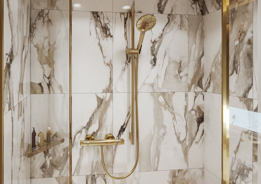 Полка-корзинка для душа Hansgrohe AddStoris Q, настенная, угловая, цвет полированное золото - изображение 2