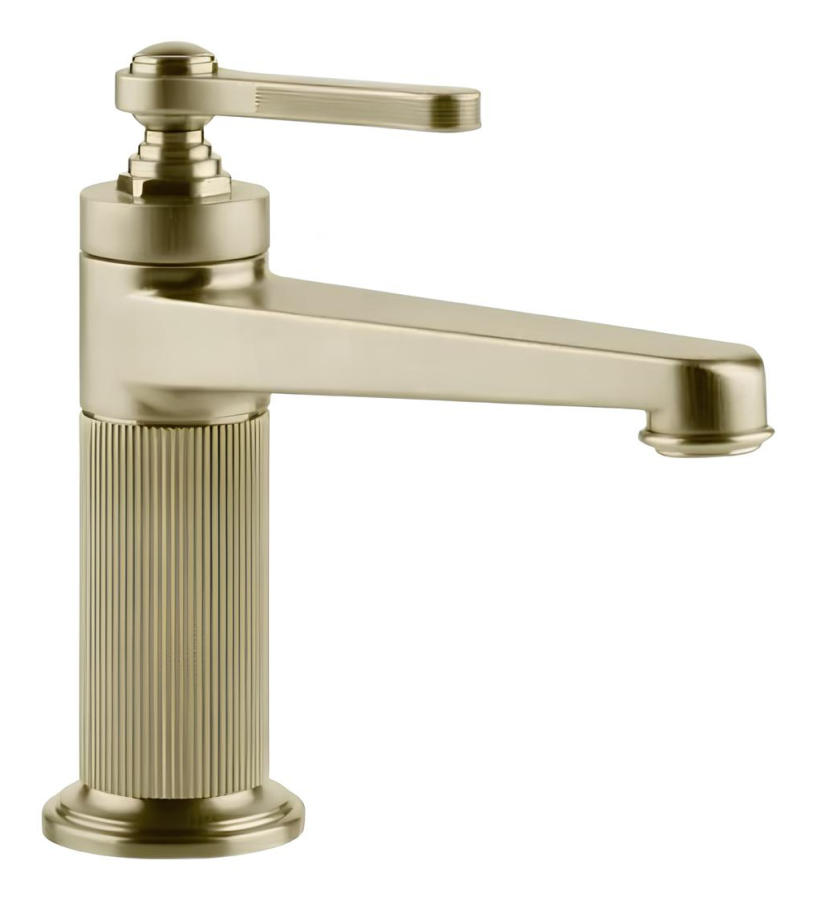 Смеситель для раковины Gessi Venti20, однорычажный, с донным клапаном и соединительными шлангами, L-180 мм, цвет Brushed Brass PVD