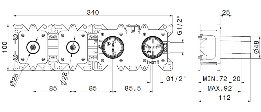 Скрытая часть смесителя для ванны Newform - изображение 1