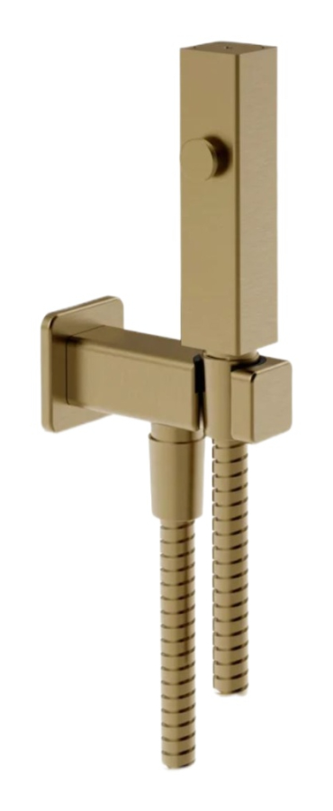 Гидроёршик Gessi Rilievo, с лейкой, шланговым подсоединением и держателем лейки, шлангом, с предохранительным клапаном, ширина 46 мм, цвет Warm Bronze Brushed PVD